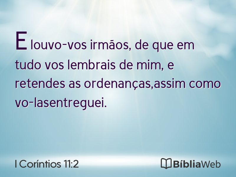 I Coríntios 11:2 em imagem para compartilhar