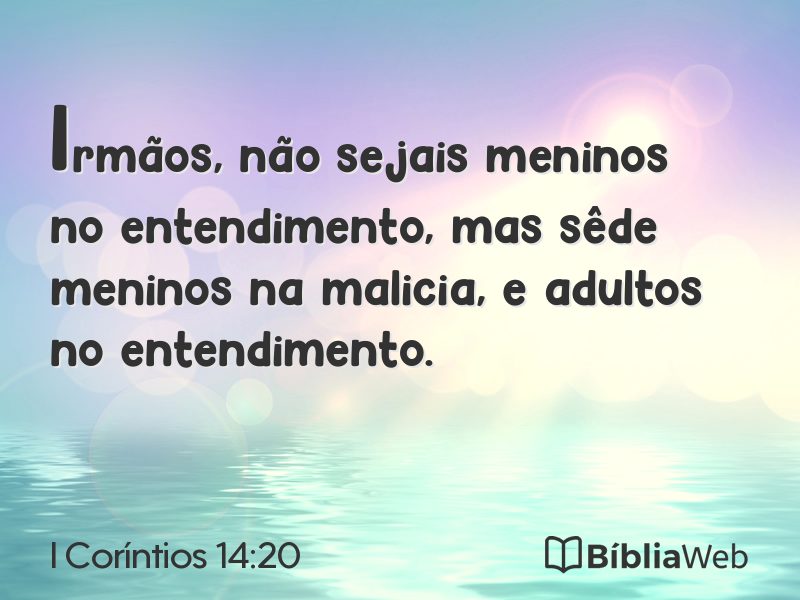 I Coríntios 14:20 em imagem para compartilhar