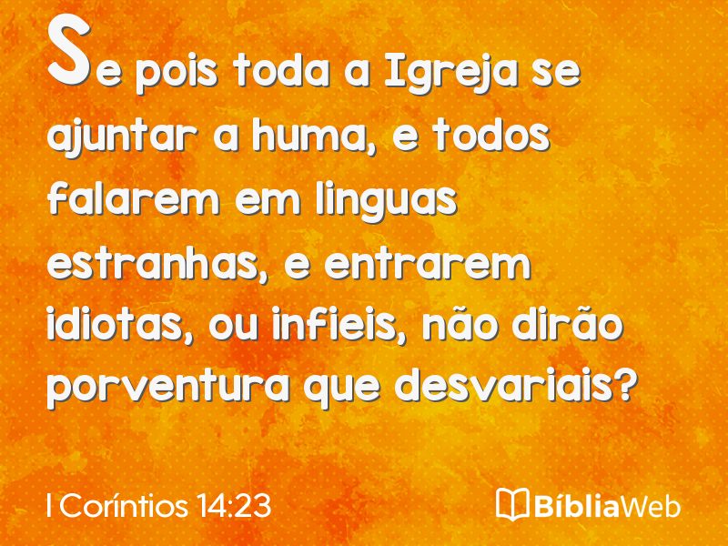 I Coríntios 14:23 em imagem para compartilhar