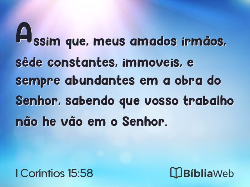I Coríntios 15:58 em imagem para compartilhar