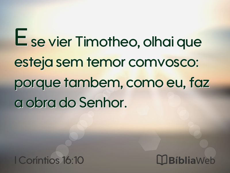 I Coríntios 16:10 em imagem para compartilhar