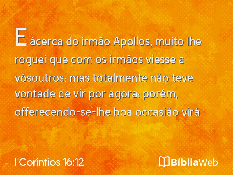 I Coríntios 16:12 em imagem para compartilhar