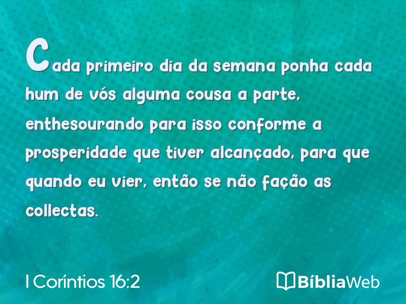 I Coríntios 16:2 em imagem para compartilhar