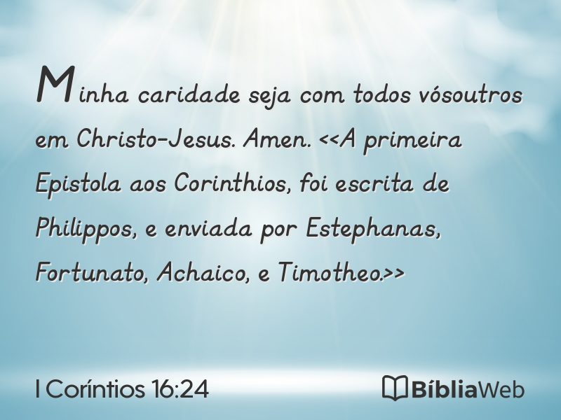 I Coríntios 16:24 em imagem para compartilhar