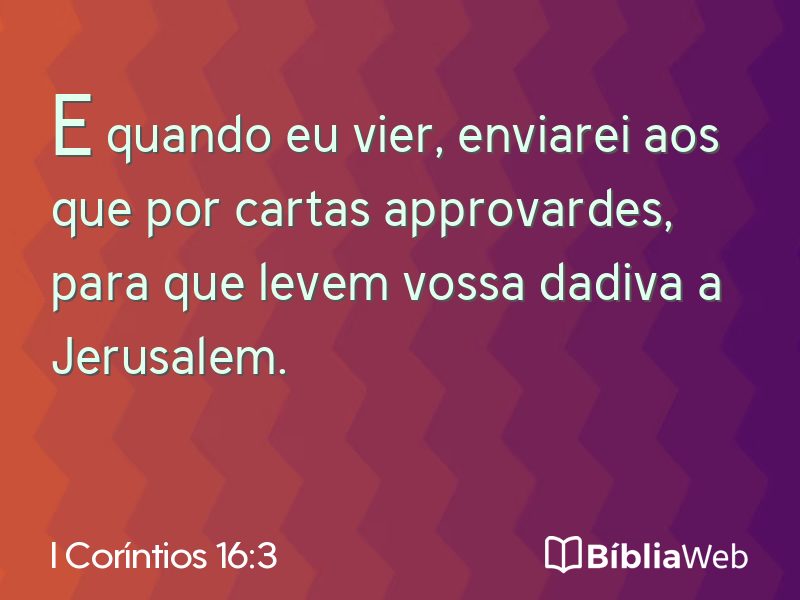 I Coríntios 16:3 em imagem para compartilhar