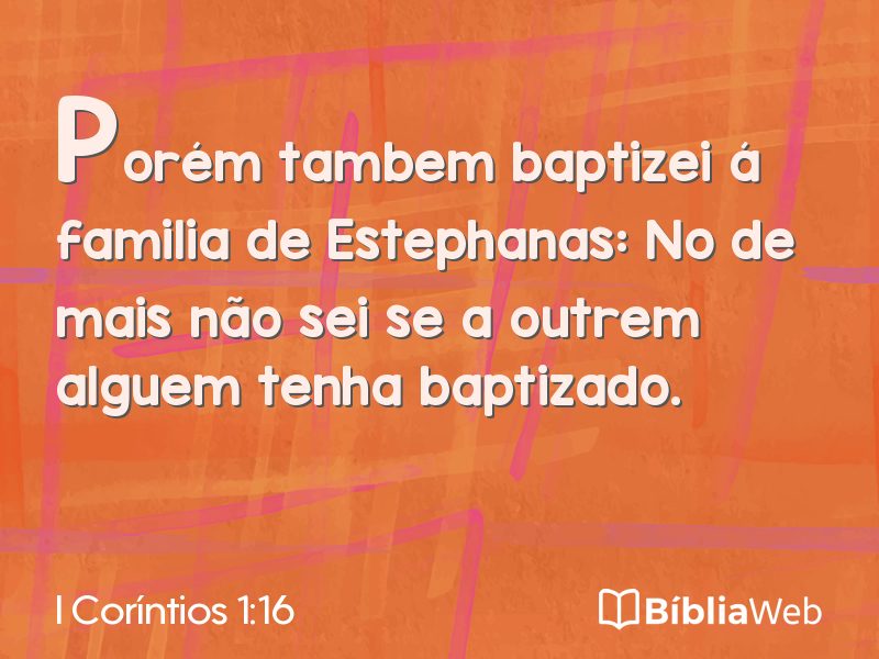I Coríntios 1:16 em imagem para compartilhar