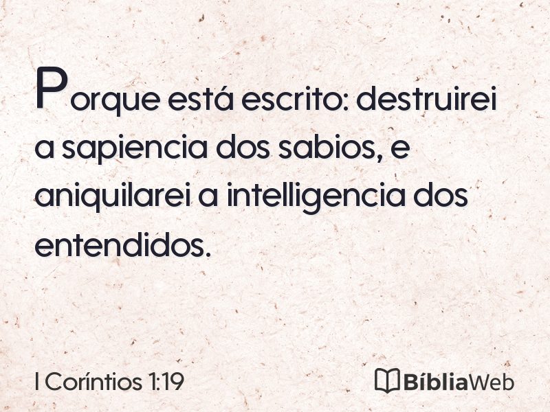 I Coríntios 1:19 em imagem para compartilhar