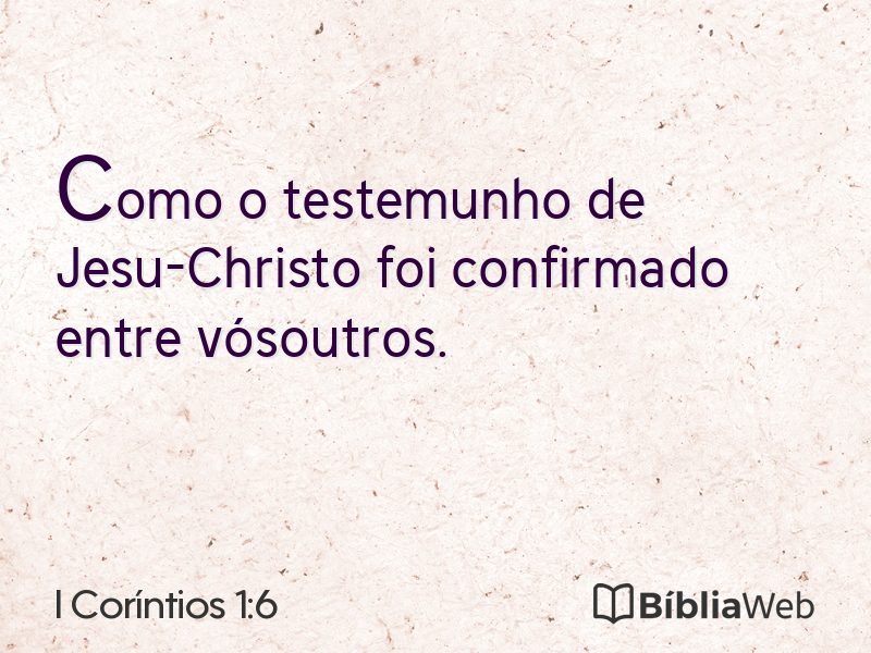 I Coríntios 1:6 em imagem para compartilhar