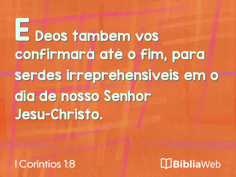 I Coríntios 1:8 em imagem para compartilhar