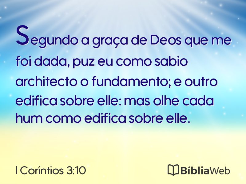 I Coríntios 3:10 em imagem para compartilhar