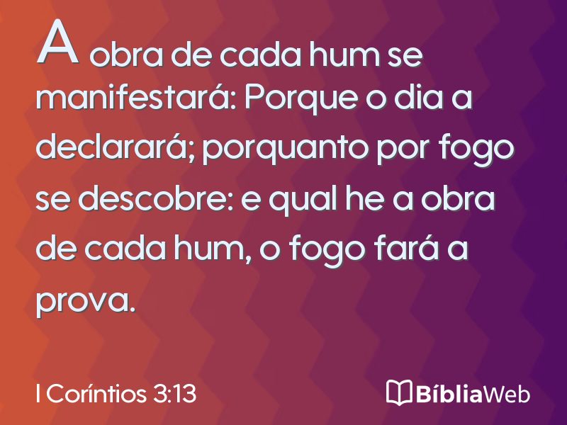 I Coríntios 3:13 em imagem para compartilhar