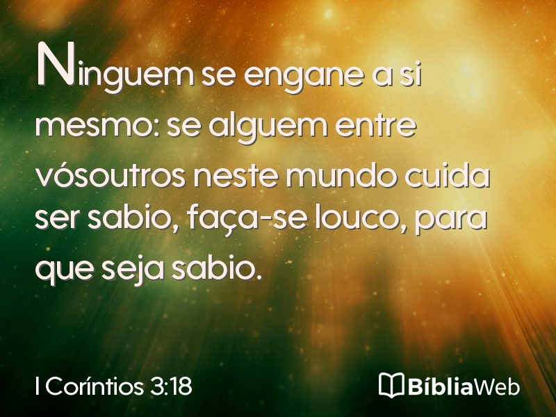 I Coríntios 3:18 em imagem para compartilhar
