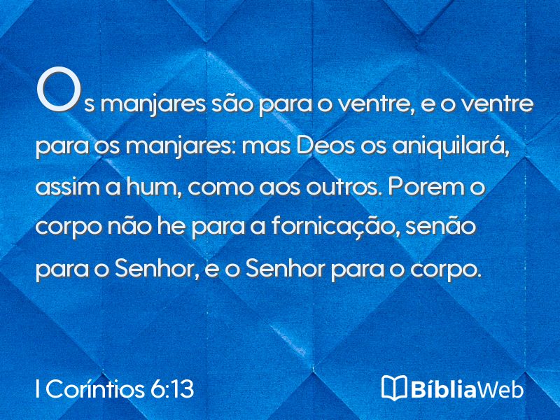 I Coríntios 6:13 em imagem para compartilhar