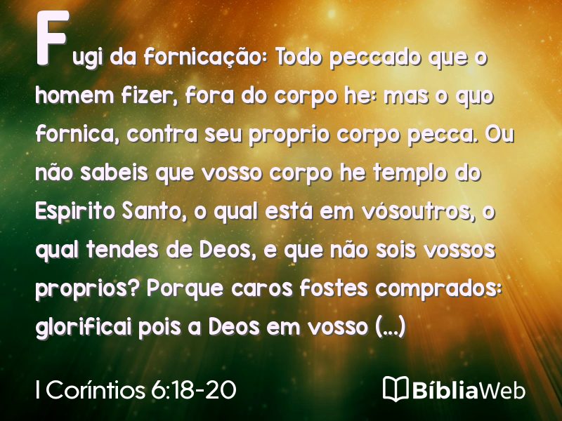I Coríntios 6:18-20 em imagem para compartilhar