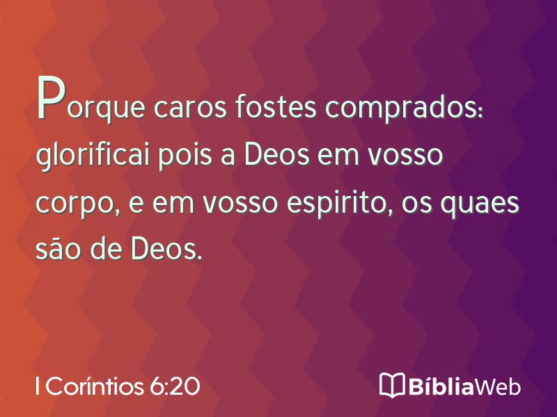 I Coríntios 6:20 em imagem para compartilhar