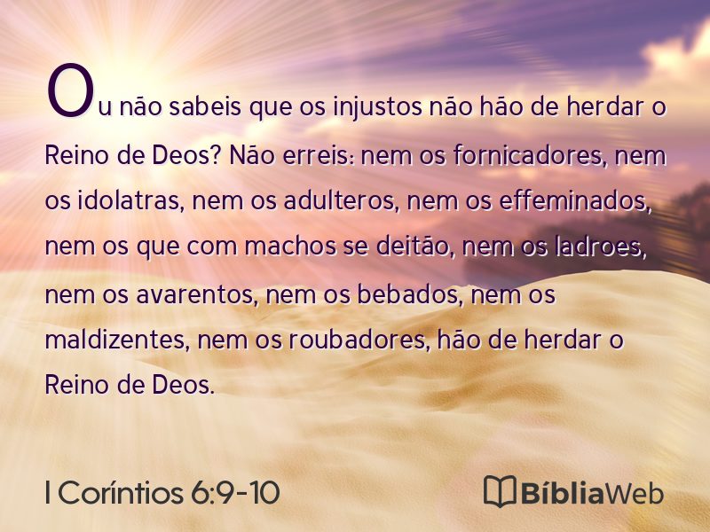 I Coríntios 6:9-10 em imagem para compartilhar