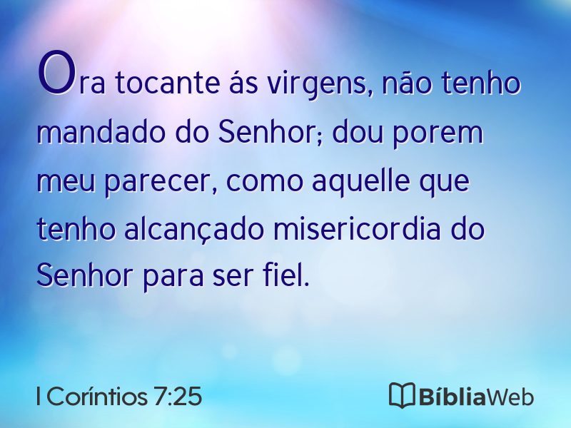 I Coríntios 7:25 em imagem para compartilhar