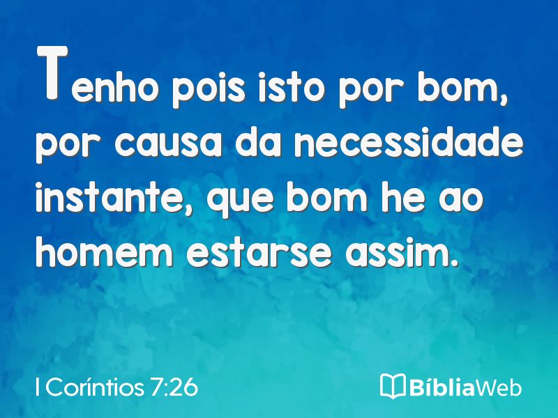 I Coríntios 7:26 em imagem para compartilhar