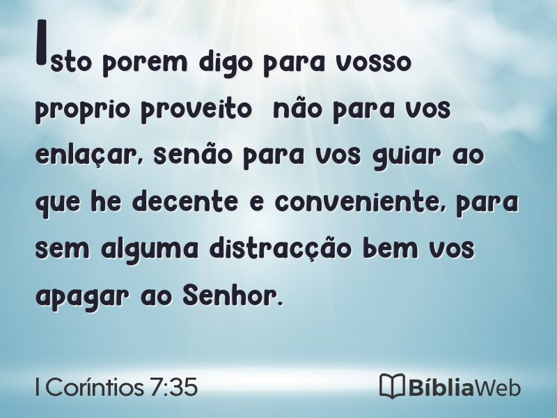 I Coríntios 7:35 em imagem para compartilhar