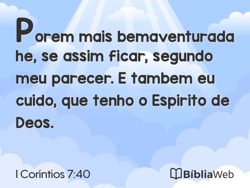 I Coríntios 7:40 em imagem para compartilhar