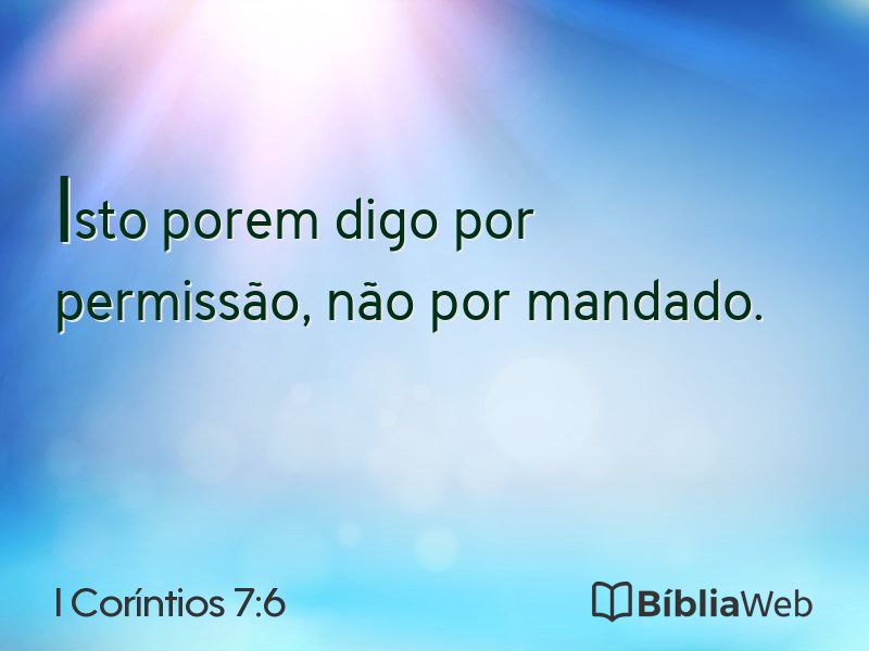 I Coríntios 7:6 em imagem para compartilhar