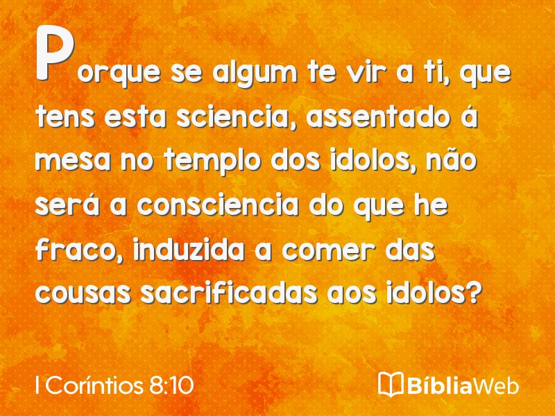 I Coríntios 8:10 em imagem para compartilhar