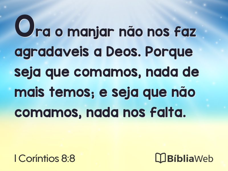 I Coríntios 8:8 em imagem para compartilhar
