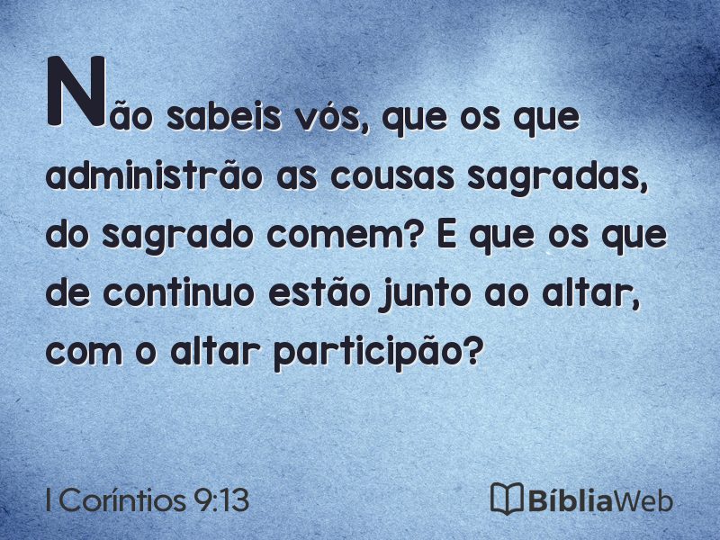 I Coríntios 9:13 em imagem para compartilhar