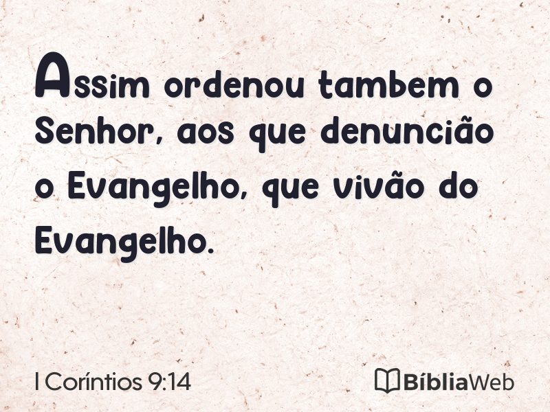 I Coríntios 9:14 em imagem para compartilhar