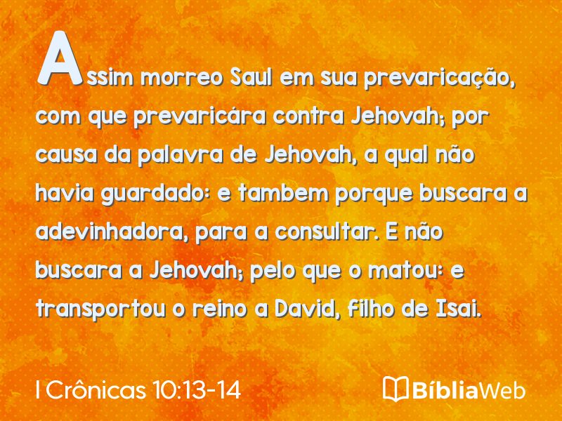 I Crônicas 10:13-14 em imagem para compartilhar