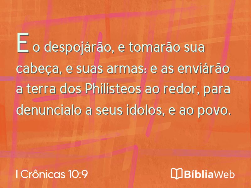 I Crônicas 10:9 em imagem para compartilhar