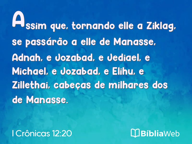 I Crônicas 12:20 em imagem para compartilhar
