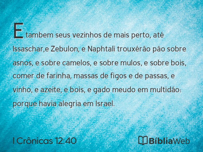 I Crônicas 12:40 em imagem para compartilhar