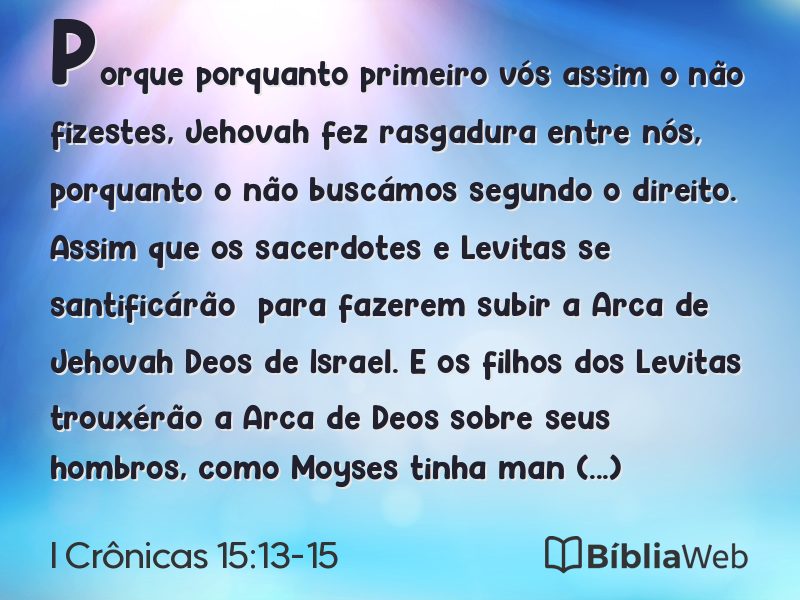 I Crônicas 15:13-15 em imagem para compartilhar
