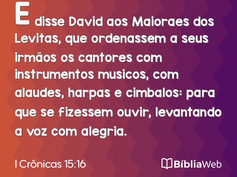I Crônicas 15:16 em imagem para compartilhar