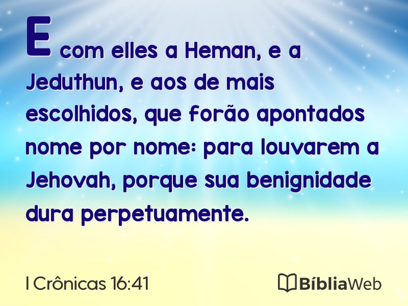 I Crônicas 16:41 em imagem para compartilhar