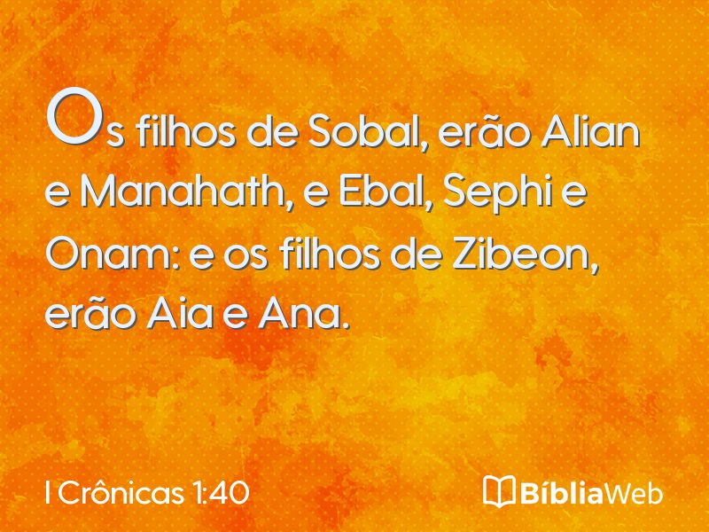 I Crônicas 1:40 em imagem para compartilhar