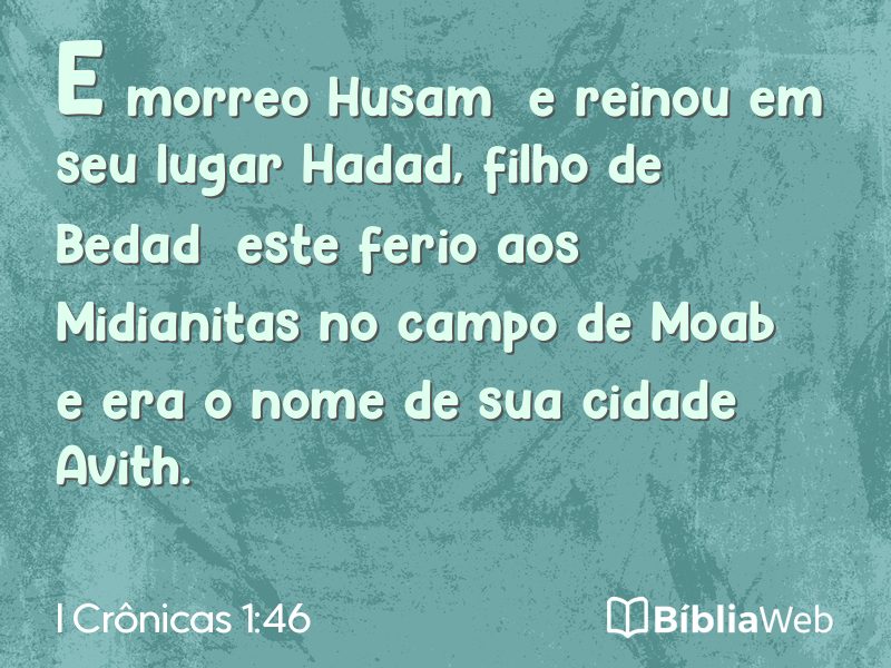 I Crônicas 1:46 em imagem para compartilhar