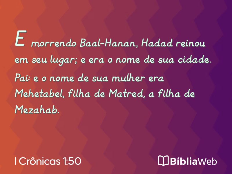 I Crônicas 1:50 em imagem para compartilhar