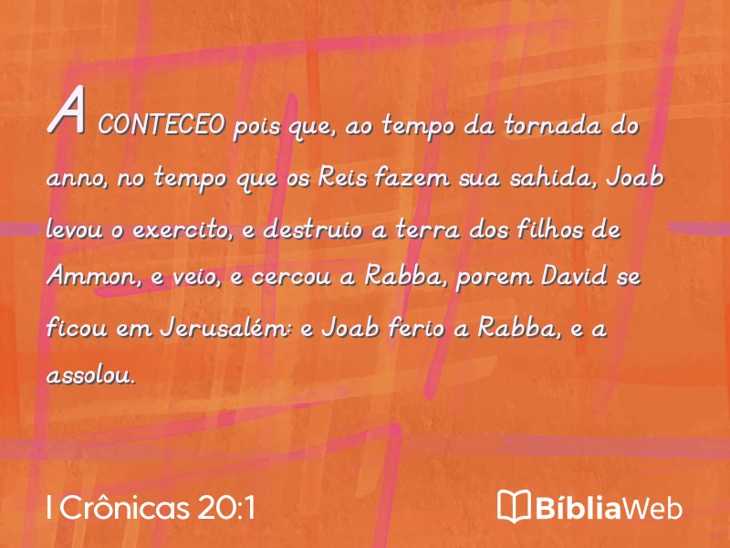 I Crônicas 20:1 em imagem para compartilhar