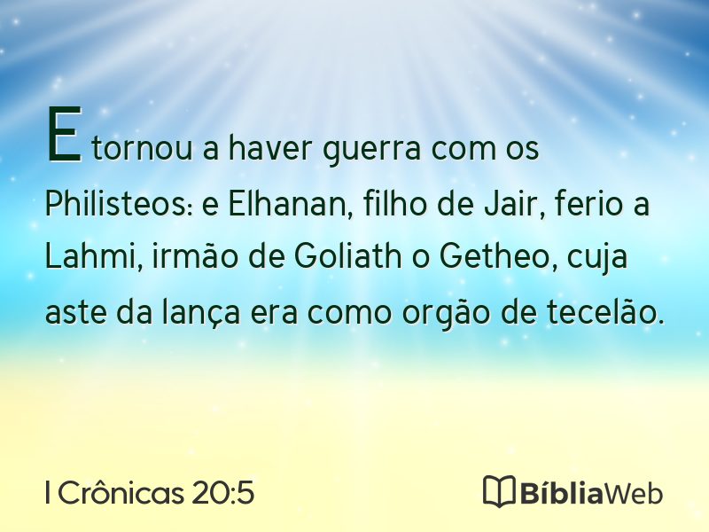 I Crônicas 20:5 em imagem para compartilhar