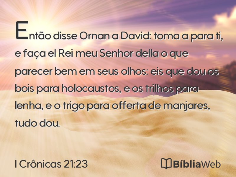 I Crônicas 21:23 em imagem para compartilhar
