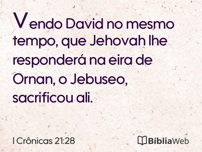 I Crônicas 21:28 em imagem para compartilhar