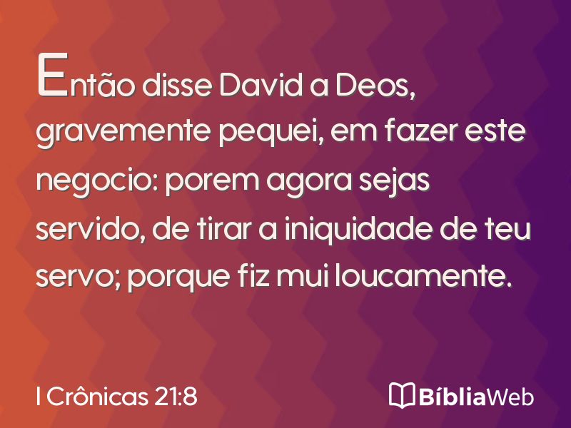 I Crônicas 21:8 em imagem para compartilhar