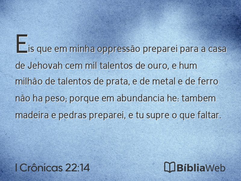 I Crônicas 22:14 em imagem para compartilhar