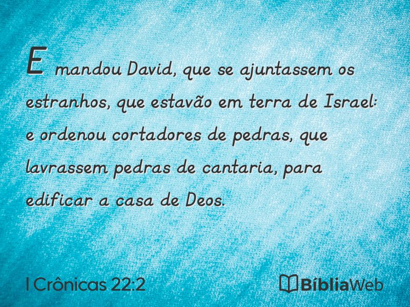 I Crônicas 22:2 em imagem para compartilhar