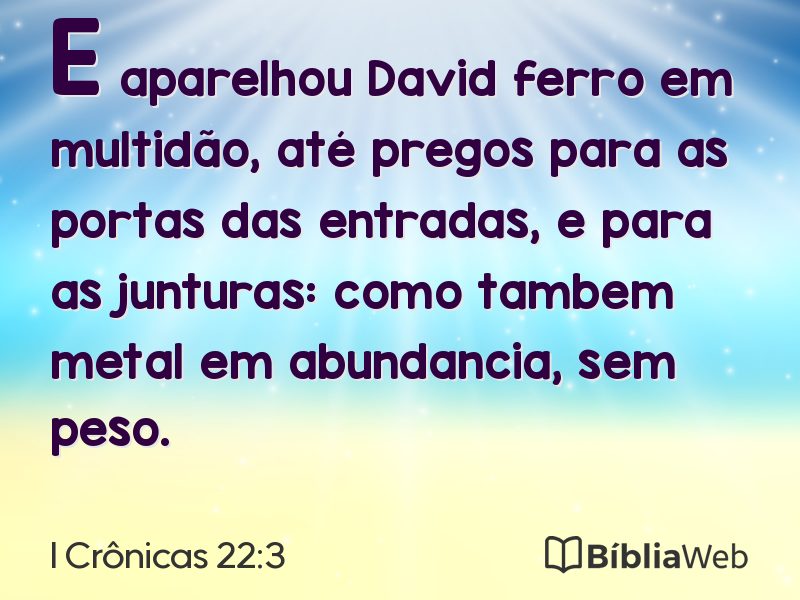 I Crônicas 22:3 em imagem para compartilhar