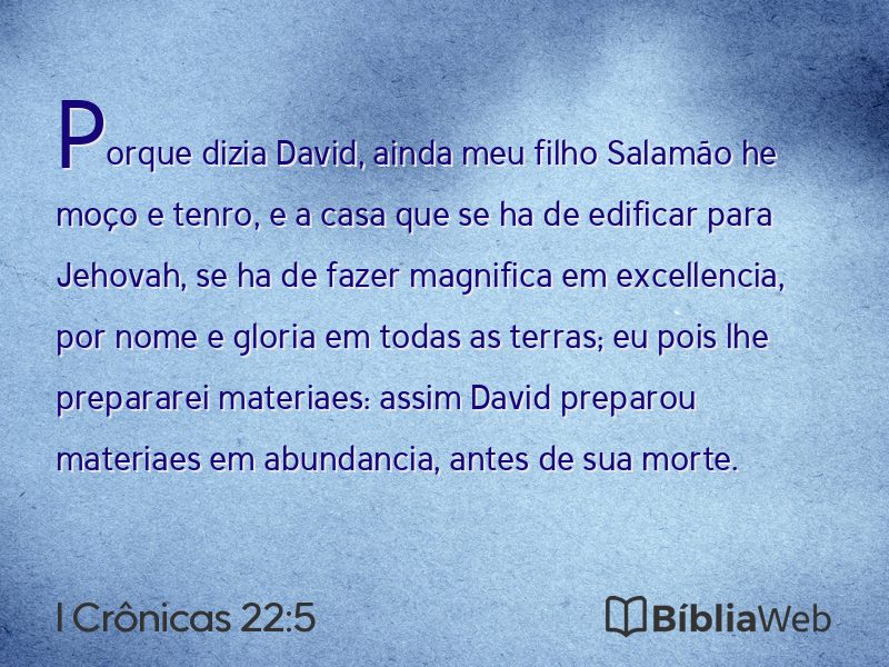 I Crônicas 22:5 em imagem para compartilhar