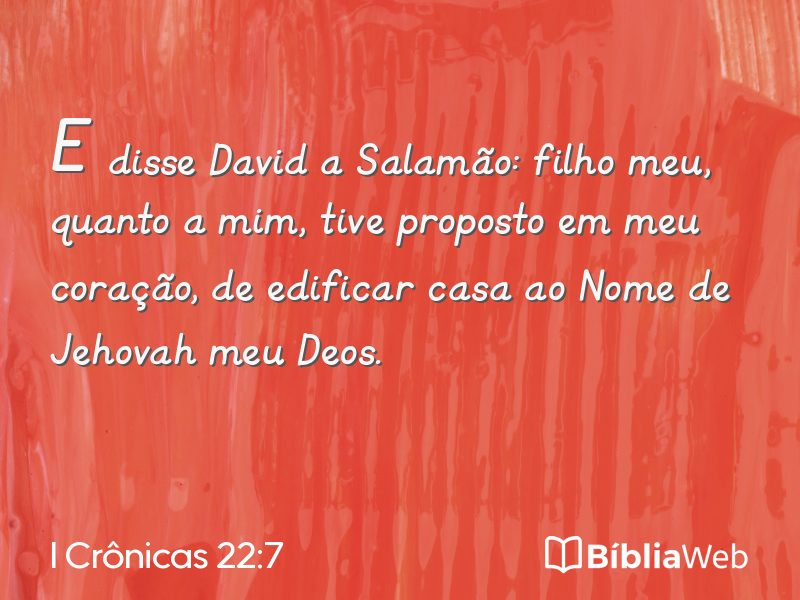 I Crônicas 22:7 em imagem para compartilhar