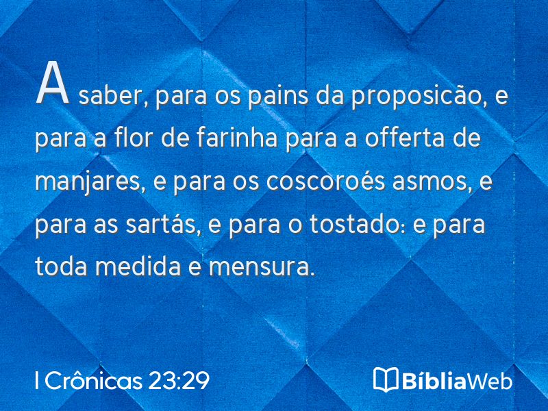 I Crônicas 23:29 em imagem para compartilhar